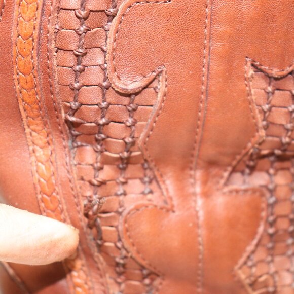 Vintage Gianni Leather Brown Woven Cowboy Boots Size 6 Half B - Picture 10 of 16